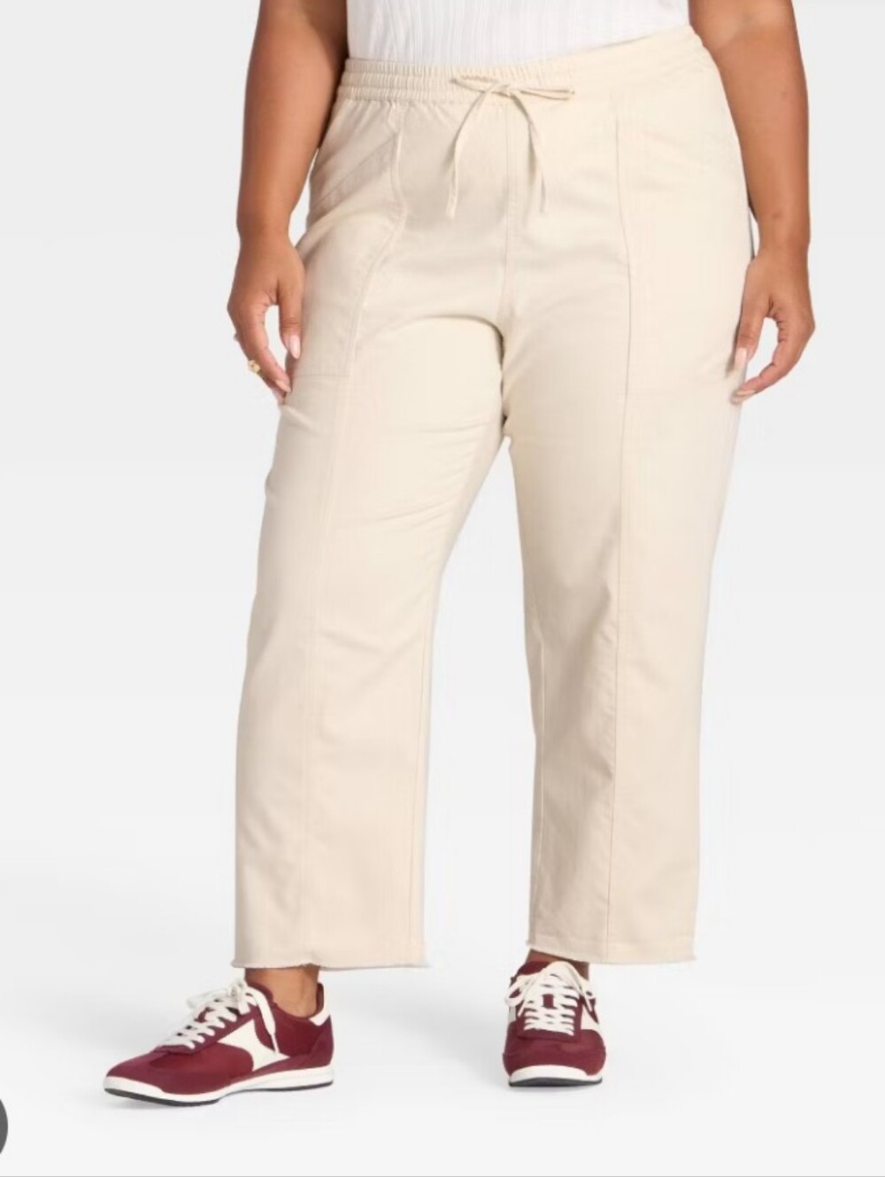 Everyday Wide-Leg Drawstring Pants - Cream XL